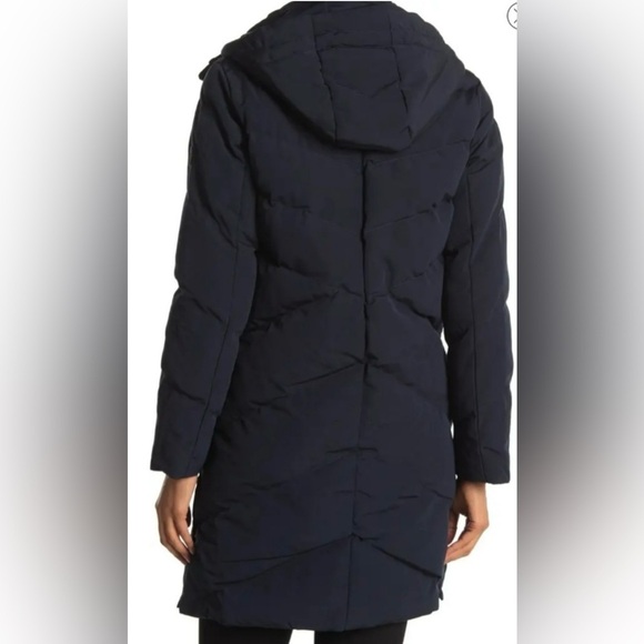 FRENCH CONNECTION Hooded Long Puffer Jacket Utility Navy Blue XSmall - Picture 5 of 15